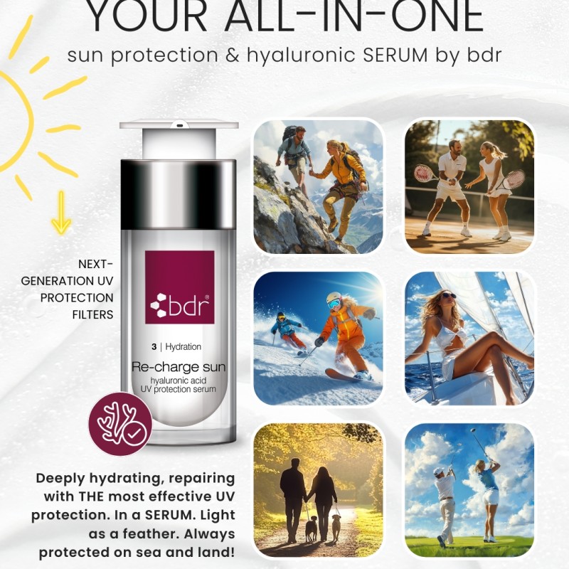 Re-charge sun - acid hialuronic, protectie solara, complex reparator cu efect antiinflamator
