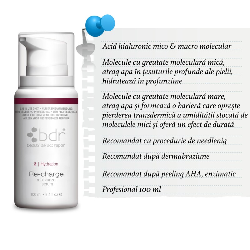 Re-charge - acid hialuronic micro si macro molecular cu efect BOOSTER de lungă durată 100ml