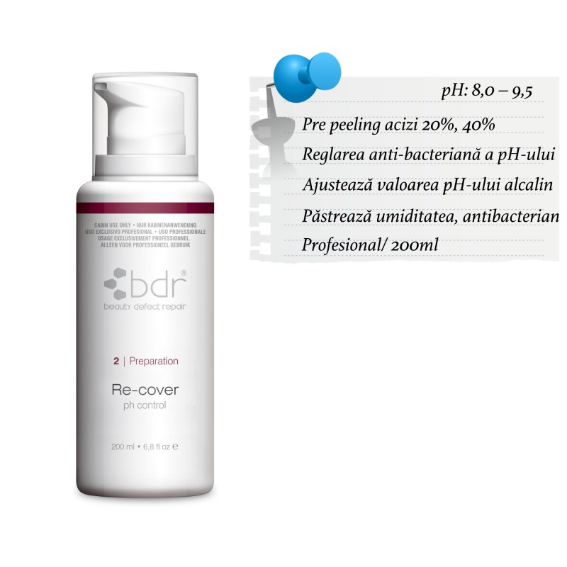Re-cover pH-control 200ml - Solutie pe baza de bicarbonat pre peeling 20%, 40%
