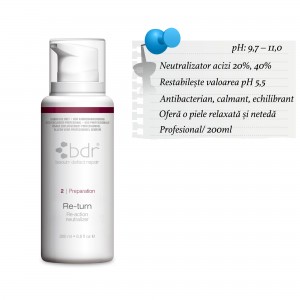 Re-turn acid neutralizer 200ml - Soluție pe bază de bicarbonat post peeling 20%, 40%